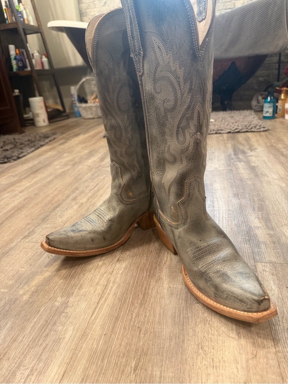 Classic Woman’s  Gray Leather Western Boots